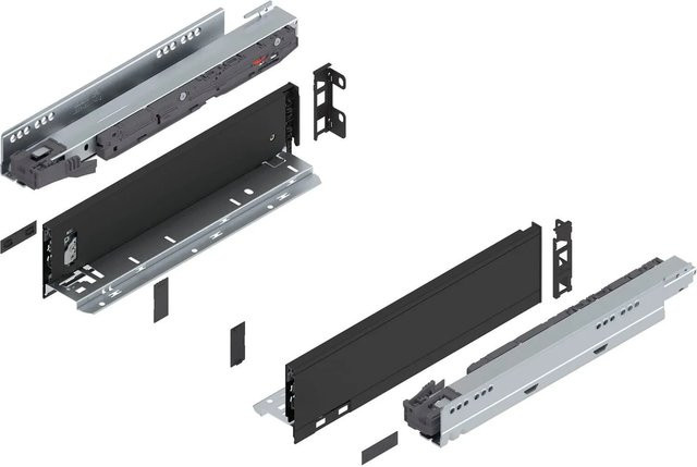 Blum Legrabox Pure Set Schubladensystem mit Blumotion Soft-Close, Nennlänge: 350 mm, Tragkraft: 40 kg, Farbe: Carbonschwarz Matt - Bild 1