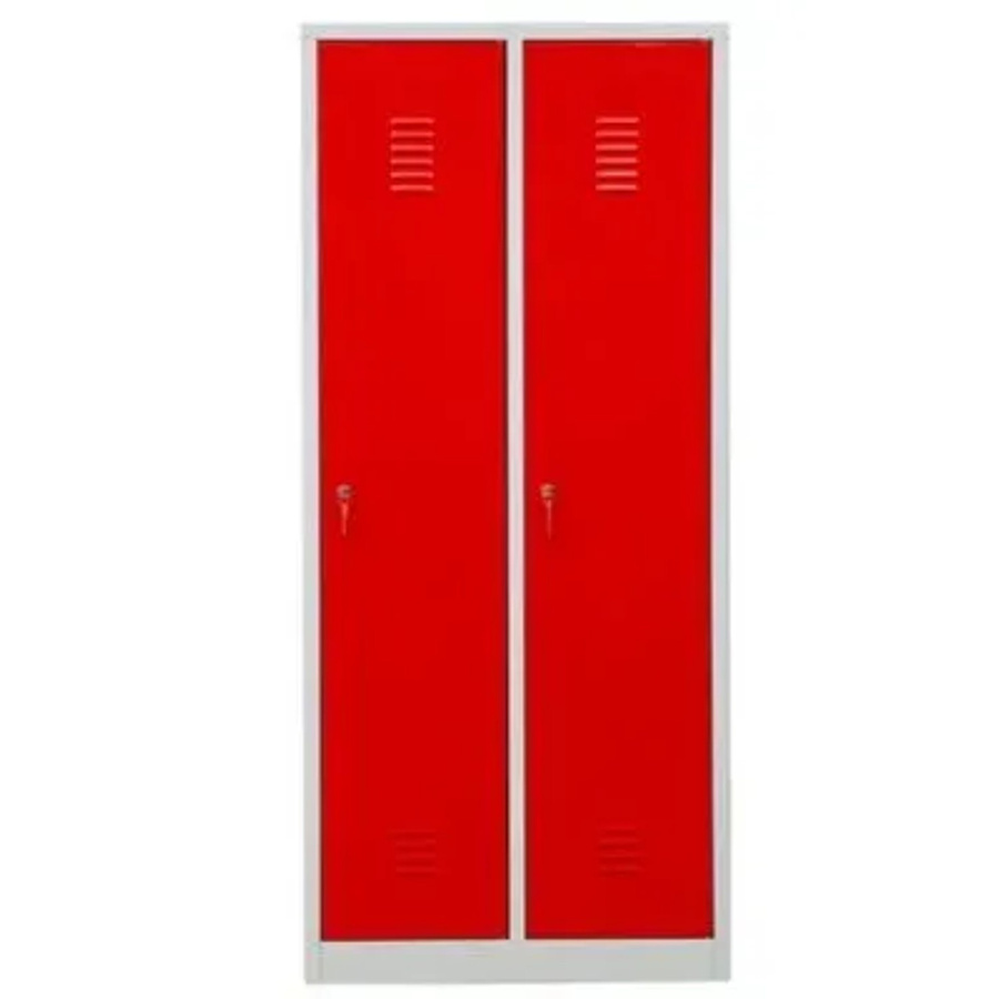 PROREGAL Garderobenspind Camel 2-Fach mit Pro-Aufteilung und Zylinderschloss, Farbe: Grau-Rot, H x B x T: 180 x 80 x 50 cm - Bild 2