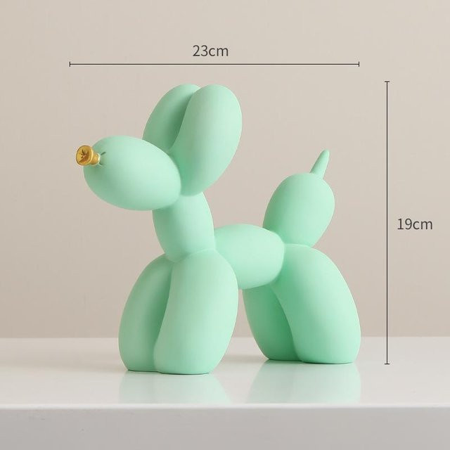 Modernes minimalistisches Ballon-Hund Ornament in Mehrfarbig für Wohnzimmer und Desktop, B/H/T: 19,0 x 19,0 x 23,0 cm - Bild 1