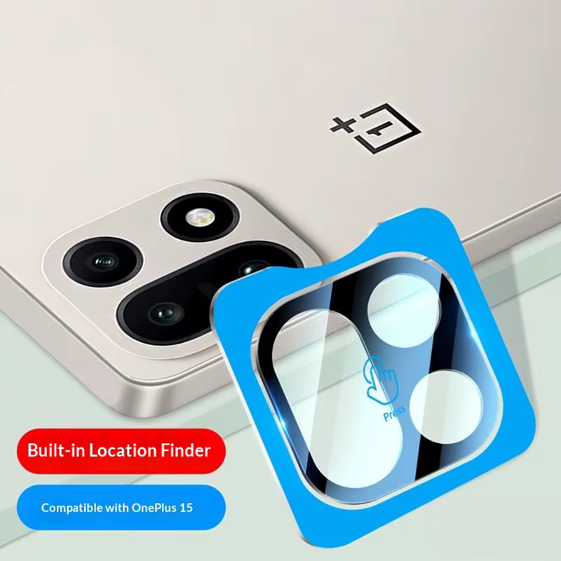 OnePlus 15 Kameraobjektivschutz aus Glas mit Vollkleber und Installationshilfe, Transparent/Schwarz - Bild 2