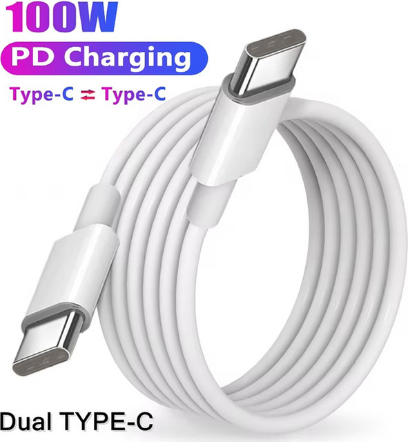 NNBILI USB C auf Typ C Schnelllade-Datenkabel mit 100 W/60 W Leistung für Huawei Samsung Xiaomi MacBook iPad in Schwarz oder Weiß - Bild 1