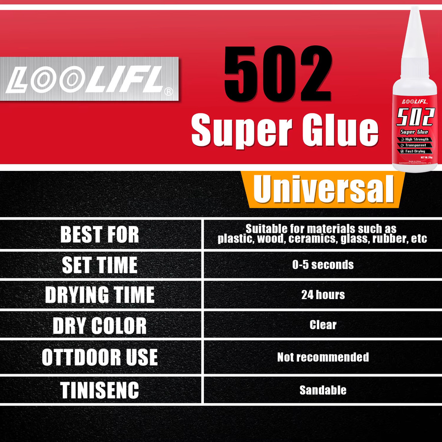 Loolifl 502 Superkleber Cyanacrylat in Transparent für Leder, Gummi, Holz und Metall - Bild 2