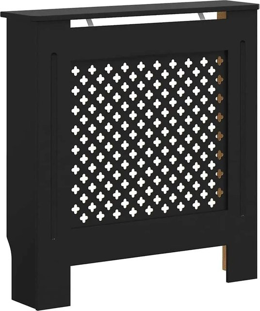 vidaXL Heizkörperverkleidung aus MDF in Schwarz mit modernem Lattenrost-Design, Höhe: 78 cm, Breite: 81,5 cm, Tiefe: 19 cm - Bild 1