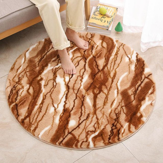 Runder Teppich im nordischen Design von Yiran Furniture aus Imitation-Kaninchenfell, Durchmesser: 80 cm - Bild 1
