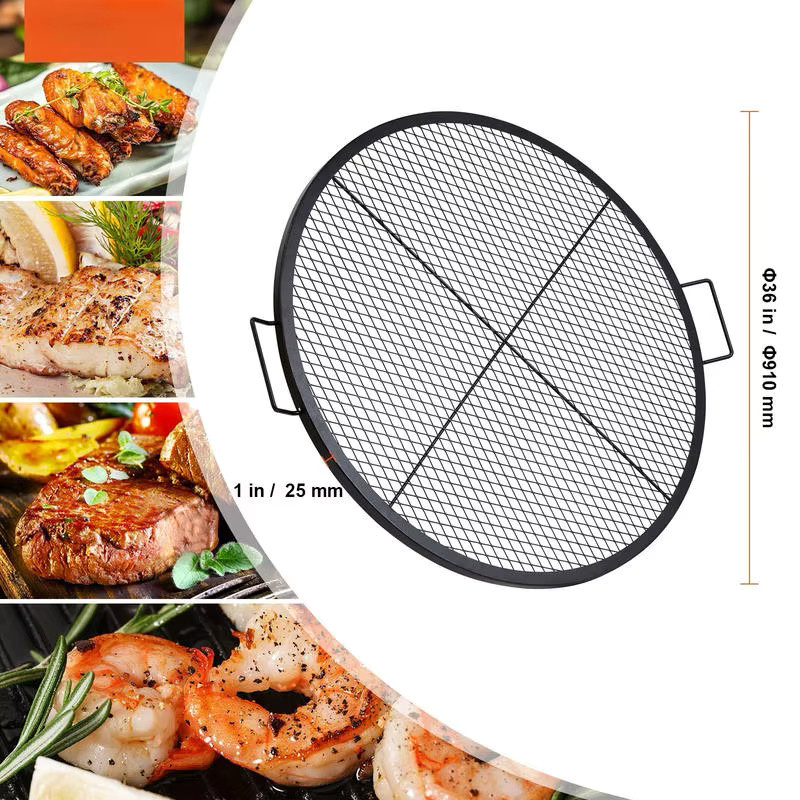 X-Marks Feuerstellen-Grillrost aus Stahl in Schwarz, Durchmesser: 91 cm, Tiefe: 2,5 cm - Bild 7