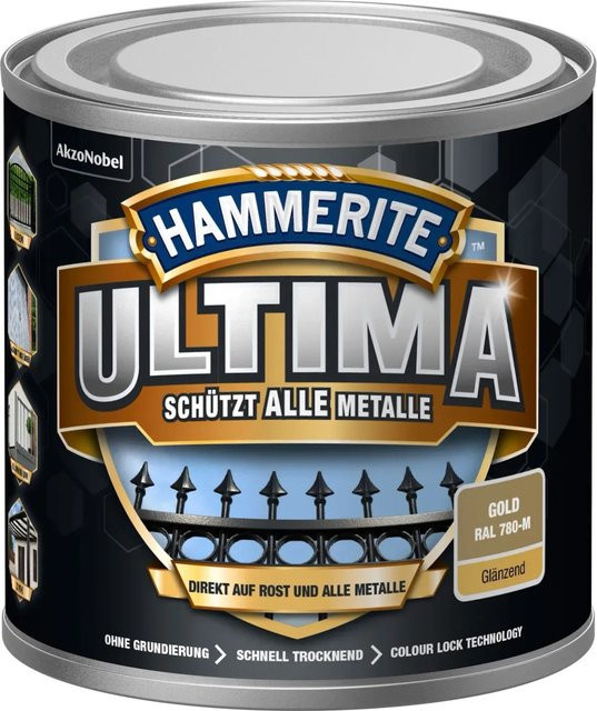 Hammerite Ultima Premium Metall-Schutzlack glänzend Gold 250 ml - Bild 1