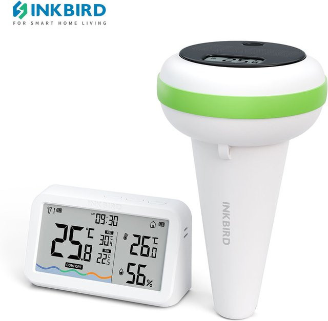 Inkbird IBS-P03R Solar Wireless Pool-Thermometer mit Empfänger, digitales Temperaturmessgerät für Whirlpools und Spas, Weiß - Bild 1