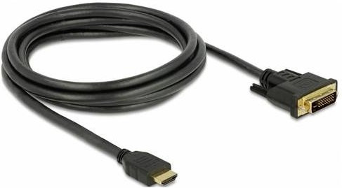 Delock HDMI auf DVI-D Anschlusskabel Schwarz 2m mit vergoldeten Steckern und dreifacher Schirmung - Bild 1