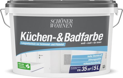 Schöner Wohnen Feuchtraumfarbe Weiß Matt, 5 l - Bild 1