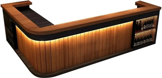 360Home Eck Barttresen Braun als Empfangstheke für Gastronomie und Restaurant HTH160ZJ60 - Bild 1