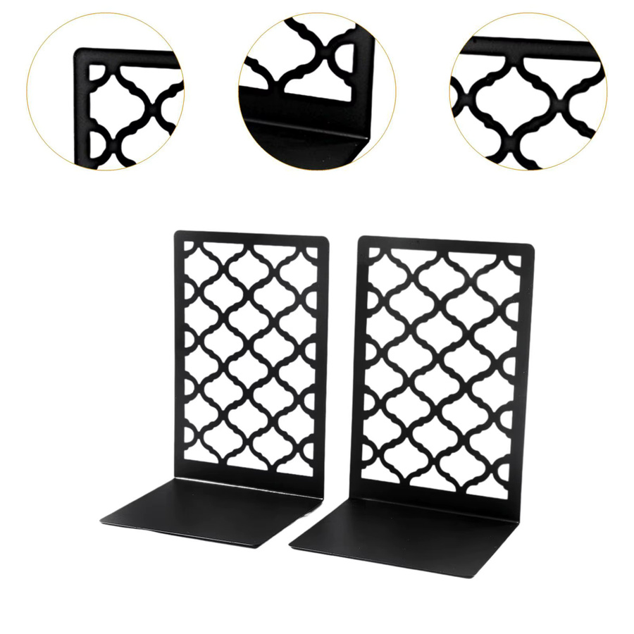 Sharprepublic 2er-Set Schreibtisch-Buchstützen aus Metall in Schwarz, geometrisches Design für Büro und Zuhause - Bild 5