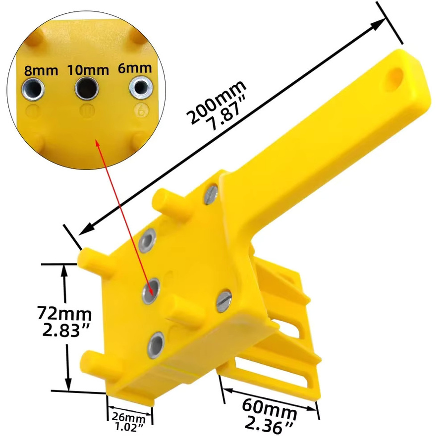 GDART Dübelvorrichtung für die Holzbearbeitung mit Metallhülsen und Bohrern passend für 6 mm, 8 mm und 10 mm Bohrführung - Bild 2