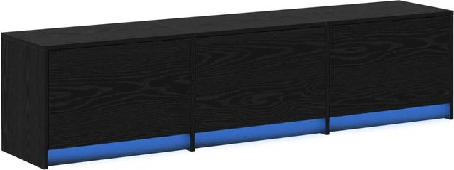 vidaXL TV-Schrank in Schwarz und Eichen-Optik aus Holzwerkstoff, B/H/T: 165 x 34 x 40 cm - Bild 1