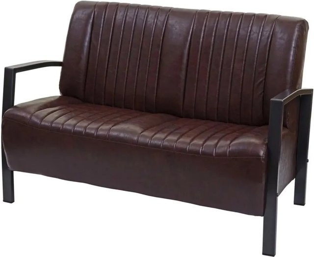 MCW 2er Sofa MCW-H10 im Industrie-Design mit Metallrahmen und Kunstleder in Braun - Bild 2