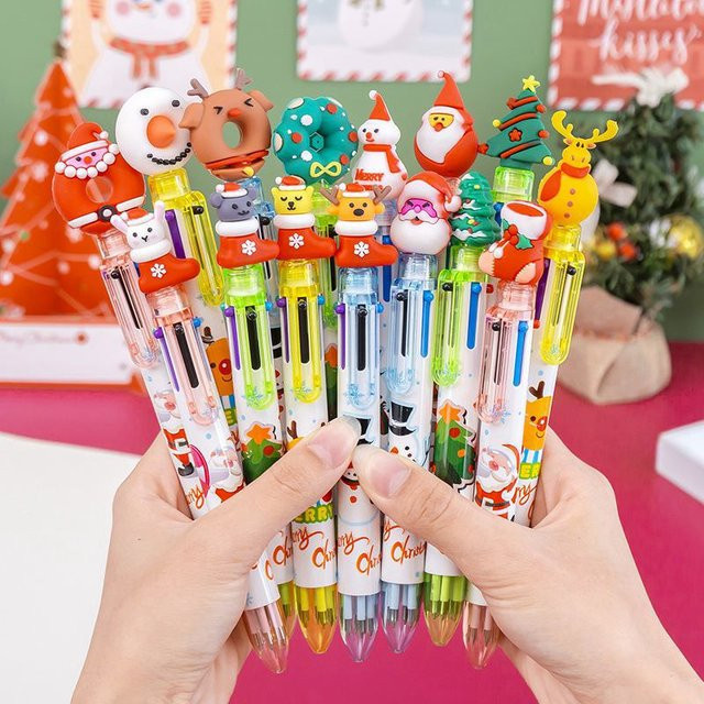 Ataozhekou Weihnachtliche Kugelschreiber Set mit Elch, Weihnachtsbaum und Schneemann in Mehrfarbig - Bild 1