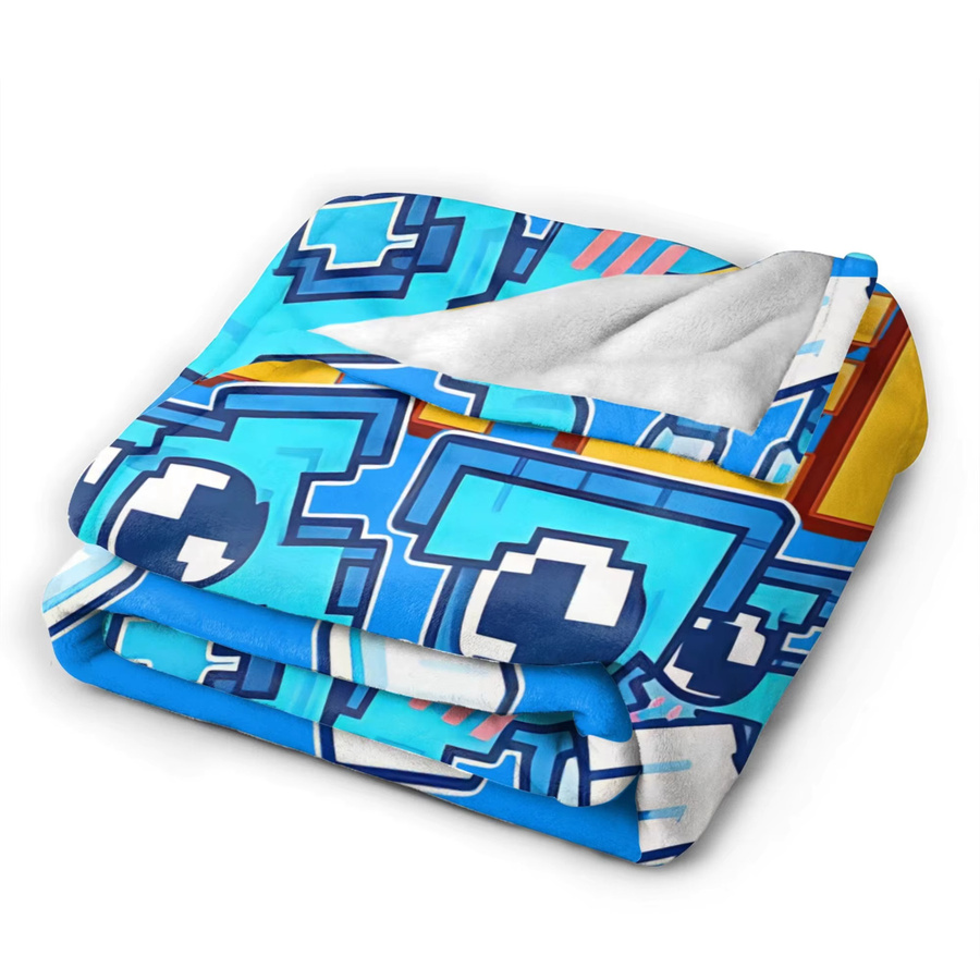 Brainrot 67 Italienische Spieldecke aus ultraweichem Fleece in Blau mit geometrischem Design - Bild 2