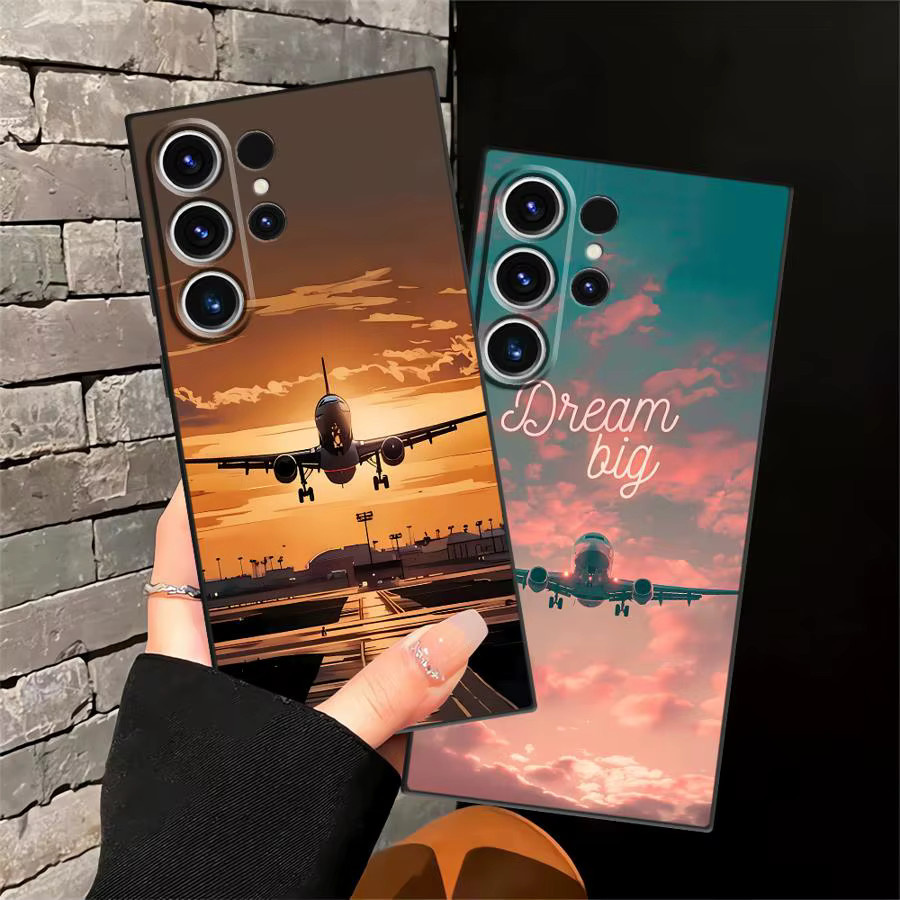Minimalistische Flugzeughülle für Samsung Galaxy S21 S22 S23 S24 S25 Ultra und S20 Note 20 Plus in Schwarz und Multicolour, weiches Material - Bild 4