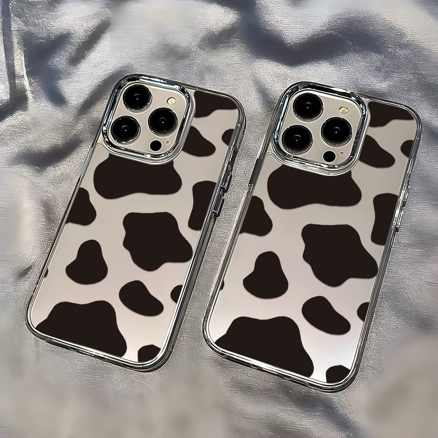 Silikon Handyhülle mit Retro Kuh Muster und silbernem Objektivrahmen für iPhone 11 bis iPhone 17 Pro Max in Multicolour - Bild 6