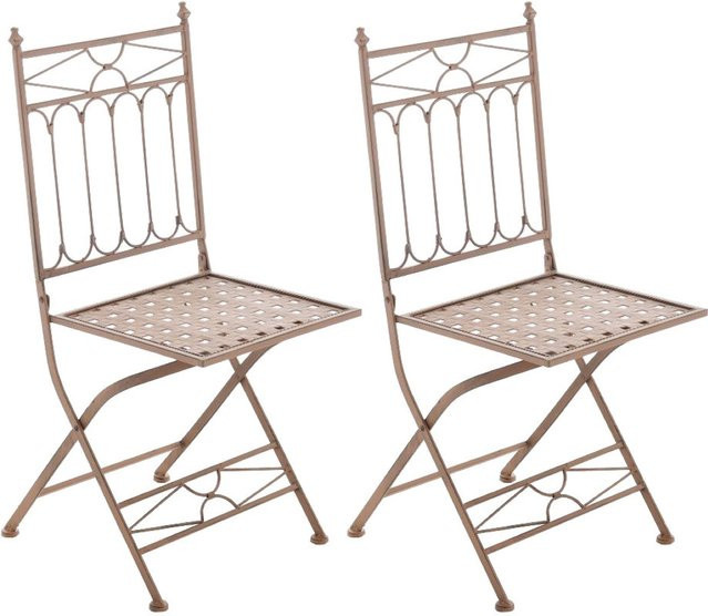 TPFLiving 2er Set Klappstühle Asiri aus Metall in Antik Braun für Garten Terrasse und Balkon - Bild 1