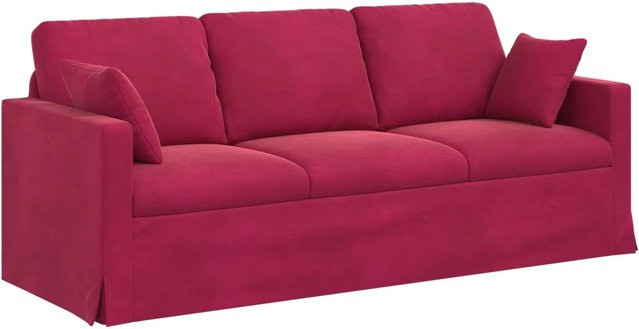 vidaXL Sofa in Weinrot aus Samt mit Metallrahmen B/T/H: 198 x 78 x 80 cm - Bild 1