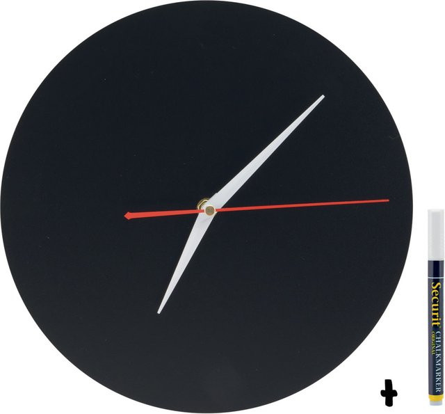 Securit Wandtafel Silhouette Uhr mit Kreidestift und Klett-Kit zur Wandbefestigung, schwarz, B/H: 27 x 27 cm - Bild 1