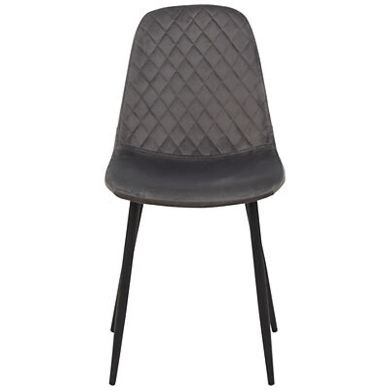 4er Set Stühle Hela in Grau mit Samtvelour und Rautensteppung im Retro-Look, B/H/T: 44 x 89 x 53,5 cm - Bild 3