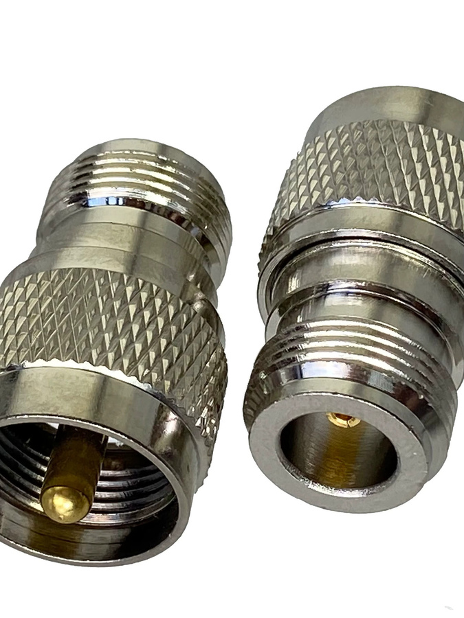 RF Koaxial Konverter Adapter von Buchse auf UHF PL259 Männlich, gerade, Silber - Bild 2