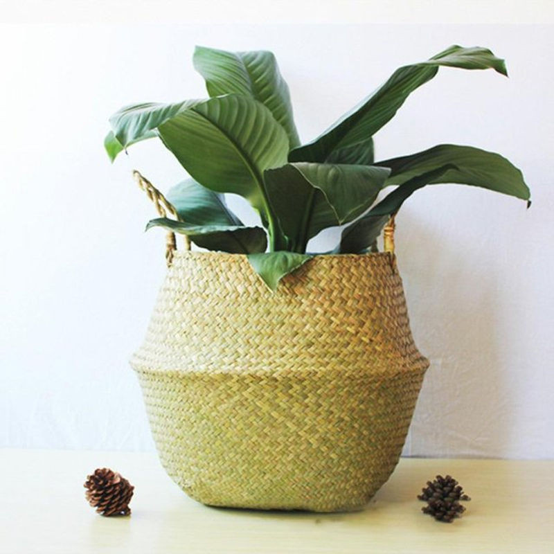 CosyHome Geflochtener Blumenkorb aus Rattan in Braun und Beige im Bohemian Stil für Topfpflanzen und Dekoration - Bild 1