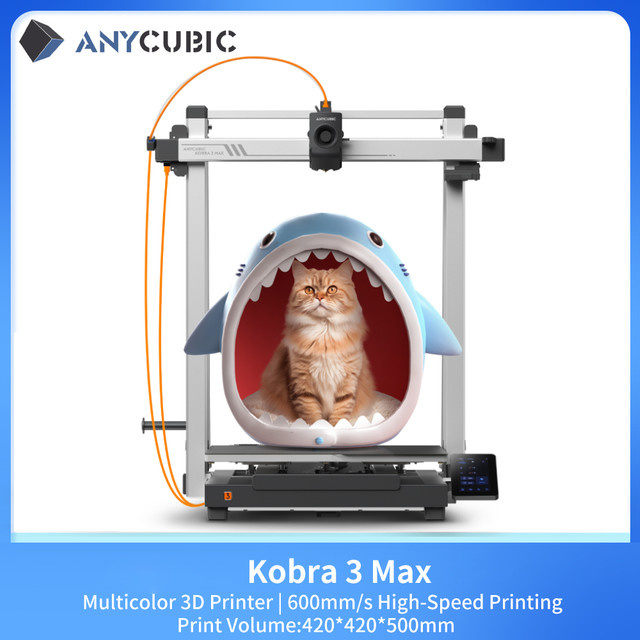 ANYCUBIC Kobra 3 Max Mehrfarbiger 3D-Drucker mit großer Baugröße, B/T/H: 500 x 420 x 420 cm, bis zu 600 mm/s Druckgeschwindigkeit und intelligenter APP-Steuerung - Bild 1