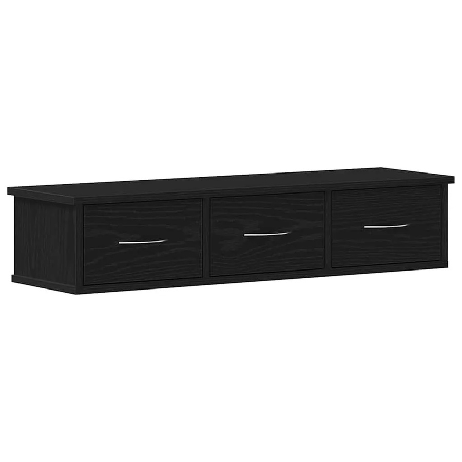 vidaXL Wandschrank in Schwarz und Eichen-Optik aus Holzwerkstoff, B/H/T: 88 x 26 x 18,5 cm - Bild 2