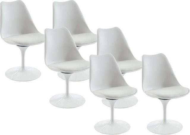 Vente-unique Stuhl Xafy Modern in Weiß aus Stoff und Polypropylen - Bild 1