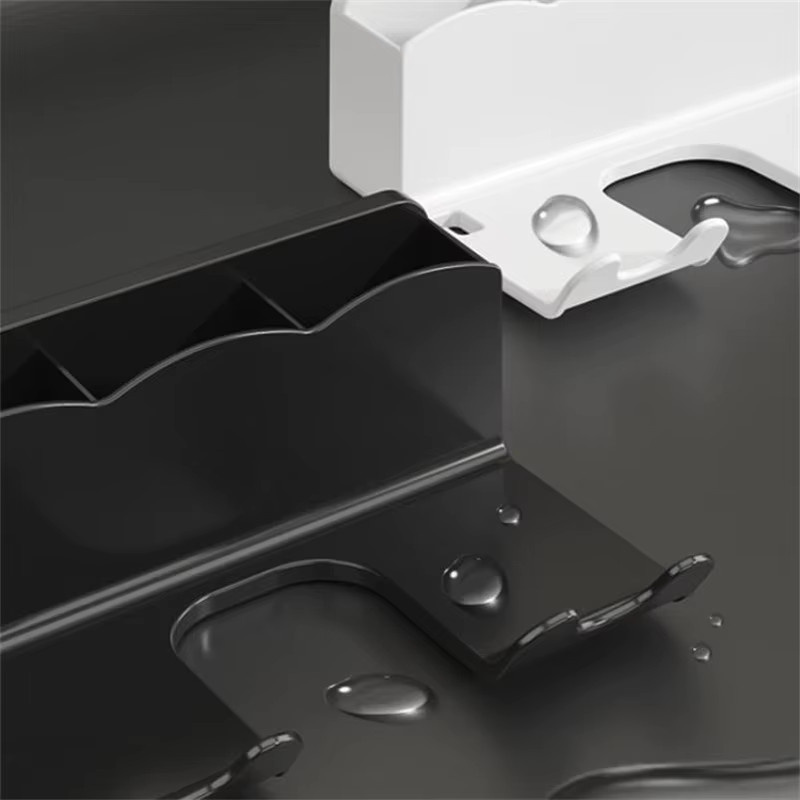 Wandmontierter Haartrockner Halter für Dyson als Badezimmer Organizer aus Kunststoff ohne Bohren in Schwarz oder Weiß - Bild 3