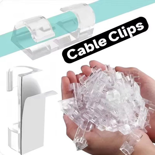 KAFNHCKA Kabel Organizer Clips Set für USB-C Kabel, transparent, 16 oder 20 Stück - Bild 1