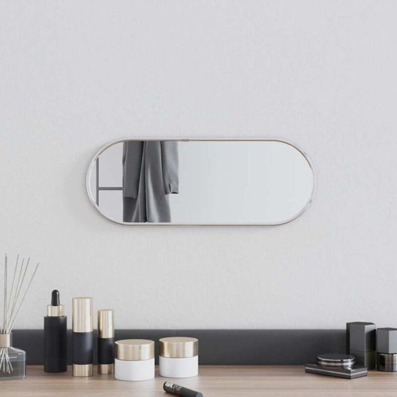 Ovaler Wandspiegel von Vidaxl in Silber, minimalistisches Design, B/H: 40 x 15 cm - Bild 1
