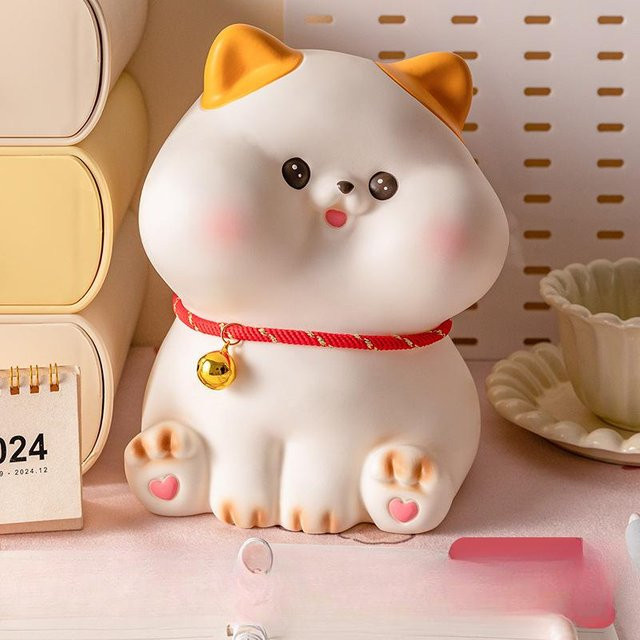 Dingdang Katzen Sparschwein von Yiran Furniture für Kinder in Gelb, Orange und Grau - Bild 1