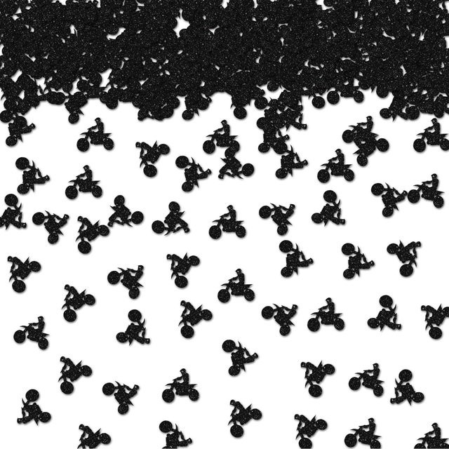 100 Stück Motorrad-Konfetti aus schwarzem Glitzer-Papier für deine Party-Dekoration - Bild 1