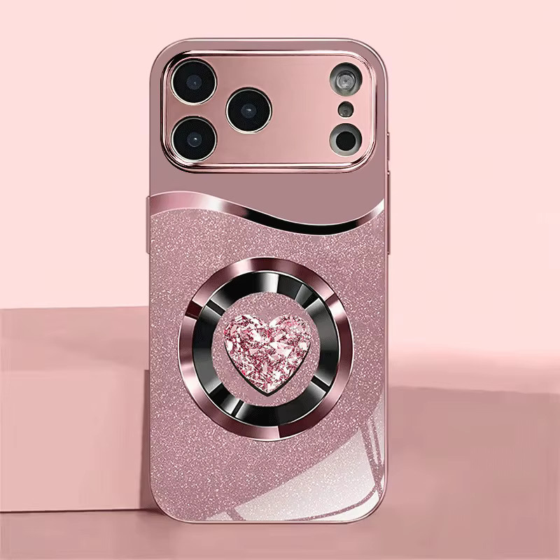 Rosa Handyhülle mit Herz-Muster aus gehärtetem Glas für Apple iPhone 11 bis iPhone 17 Pro Max und Air Modelle - Bild 2