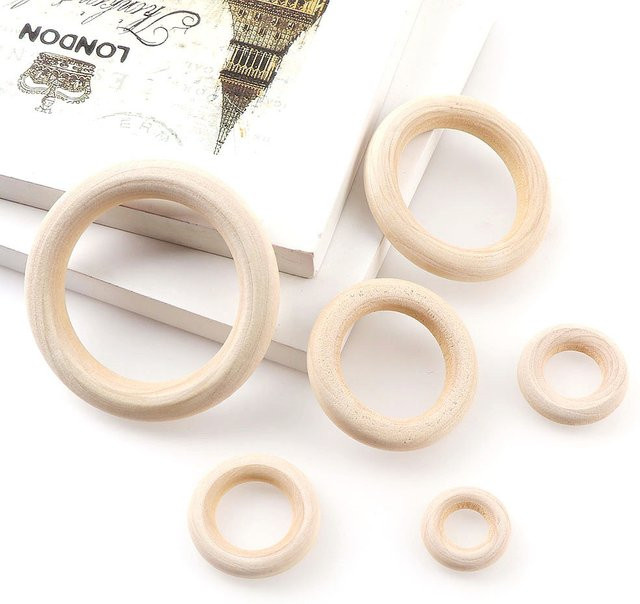 Ywbeads Holz Anhänger für DIY Weihnachtsdekoration, runde geometrische Holzringe in Braun, Durchmesser: 2 bis 6 cm - Bild 1