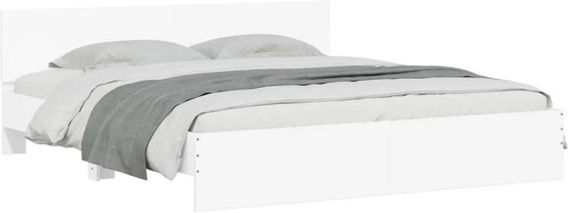 vidaXL Bettgestell mit Kopfteil in Weiß, B/T/H: 200 x 200 x 70 cm - Bild 1