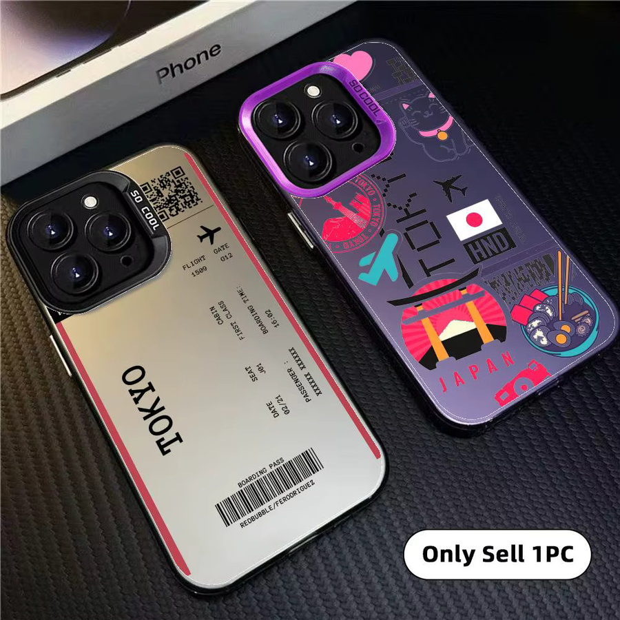 Designer Handyhülle Flugticket Japan für Apple iPhone 11 bis 17 Pro Max Matt Laser Aurora in Schwarz und Mehrfarbig - Bild 3