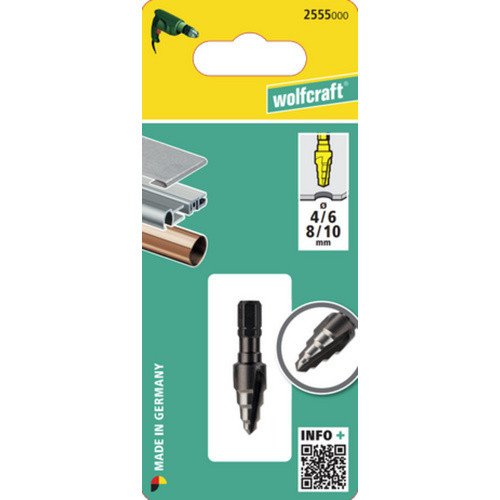 Wolfcraft Stufenbohrer aus HSS-Stahl mit 1/4-Zoll Sechskant in Silber, Ø 6 – 10 mm - Bild 2