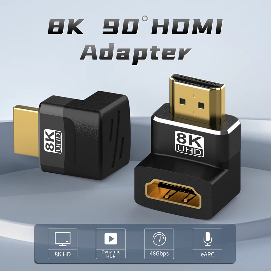 FDBOY HDMI 2.1 Adapter in Schwarz mit 90 Grad und 270 Grad Winkel für 8K60Hz, 4K120Hz und 48 Gbps HDR Video für HDTV, Projektor, PS5, PS4, Laptop und PC - Bild 3