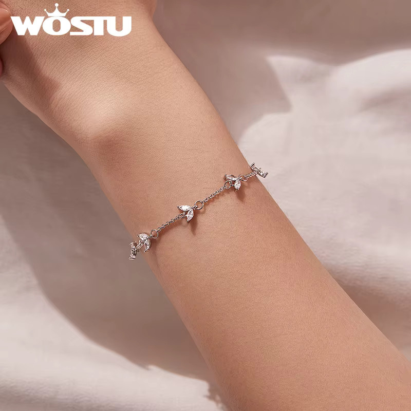 WOSTU Armband, Olivenblatt-Motiv, Zirkon, Damen - Bild 2
