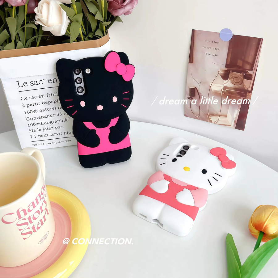 Kawaii Hello Kitty Silikonhülle für Samsung Galaxy S25 S24 S23 S22 Ultra Plus S21 S20 FE A55 A54 A36 A16 A15 in Weiß - Bild 4