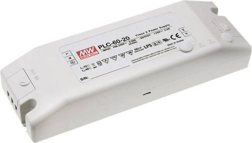 Mean Well MW PLC-60-48 LED-Treiber, weißer LED-Trafo mit Konstantspannung 48 V/DC, 62W und 1.3A, nicht dimmbar mit PFC-Schaltkreis - Bild 1