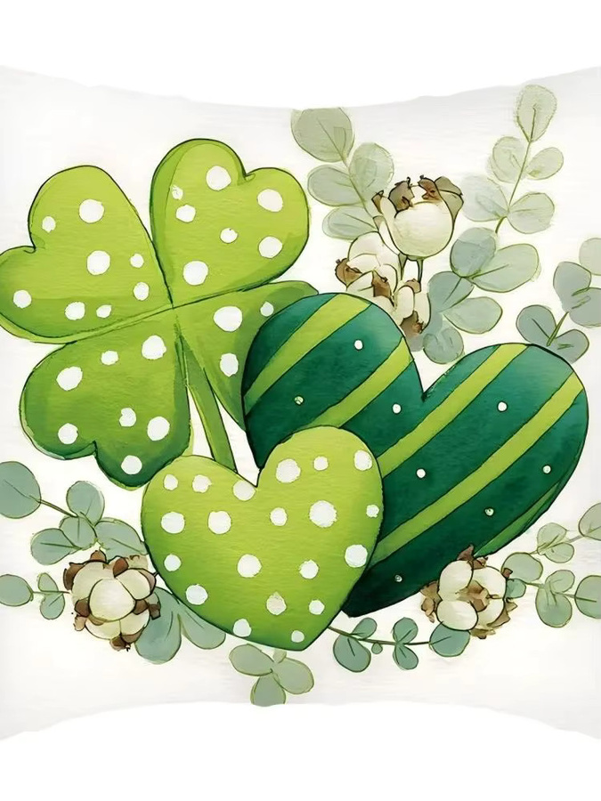 VIKAMA St. Patrick's Day Clover dekorativer Kissenbezug in Grün, quadratisch, B/T/H: 30 x 30 x 30 cm - Bild 2