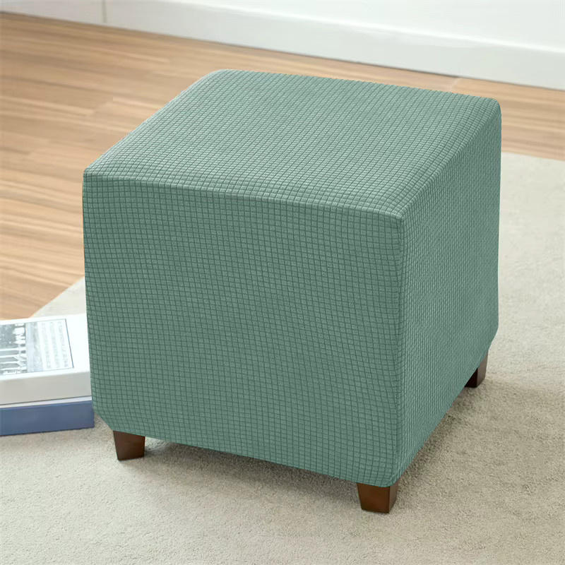 Yupartex Ottoman-Bezug aus elastischem Polar-Fleece in Grün für quadratische Hocker - Bild 2