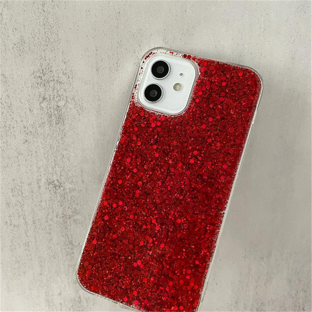 Glitzer Pailletten Handyhülle aus weichem Silikon für Apple iPhone in Rot - Bild 1