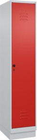 C+P Spind Classic PLUS Garderobenschrank mit Sockel, 1 Abteil, Farbe: Lichtgrau/Verkehrsrot, H x B x T: 195 x 40 x 50 cm - Bild 1