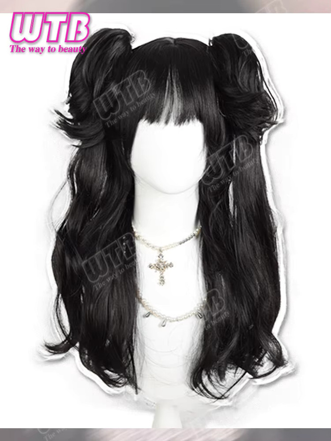 WTB Lolita-Perücke, synthetisch, Doppel-Pferdeschwanz mit Pony, Damen - Bild 5